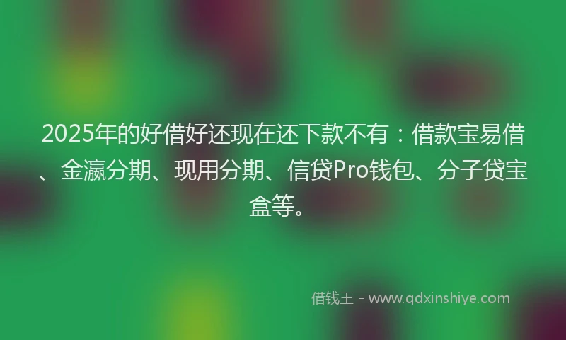 2025年的好借好还现在还下款不有：借款宝易借、金瀛分期、现用分期、信贷Pro钱包、分子贷宝盒等。