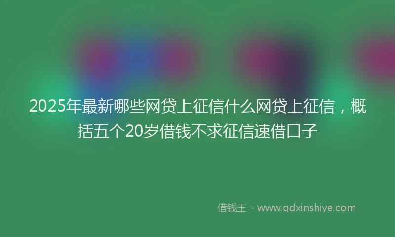 2025年最新哪些网贷上征信什么网贷上征信，概括五个20岁借钱不求征信速借口子