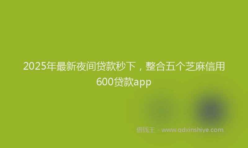 2025年最新夜间贷款秒下，整合五个芝麻信用600贷款app