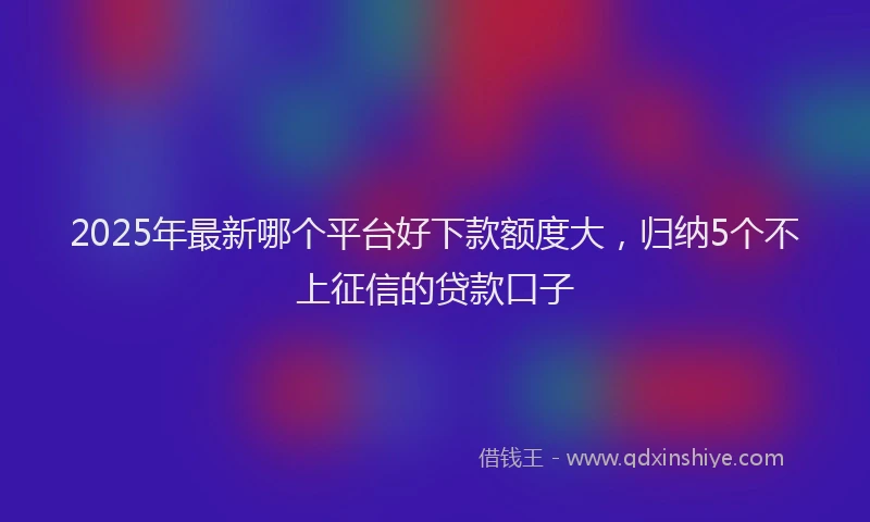 2025年最新哪个平台好下款额度大，归纳5个不上征信的贷款口子