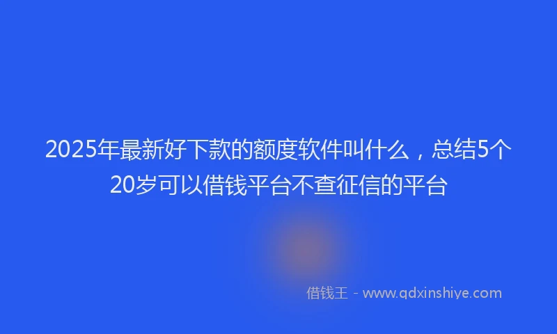 2025年最新好下款的额度软件叫什么，总结5个20岁可以借钱平台不查征信的平台