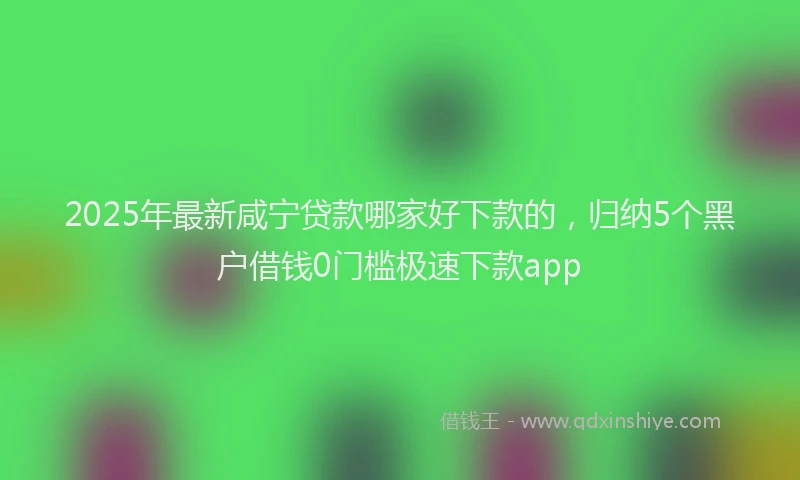 2025年最新咸宁贷款哪家好下款的，归纳5个黑户借钱0门槛极速下款app