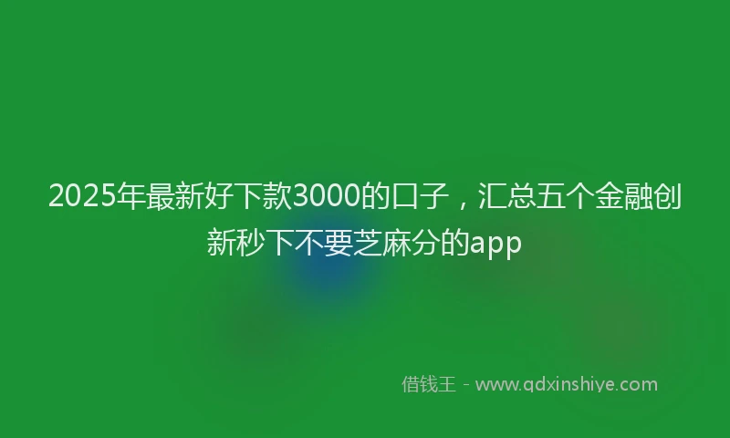 2025年最新好下款3000的口子，汇总五个金融创新秒下不要芝麻分的app