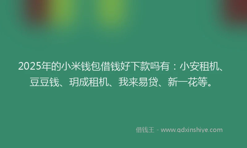 2025年的小米钱包借钱好下款吗有：小安租机、豆豆钱、玥成租机、我来易贷、新一花等。