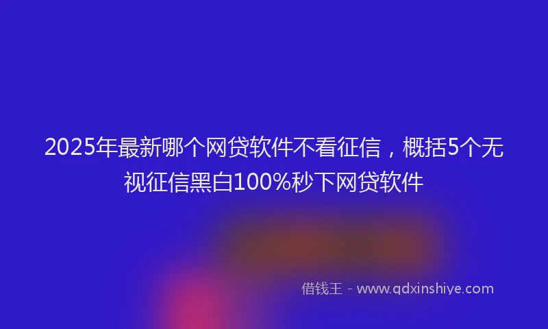 2025年最新哪个网贷软件不看征信，概括5个无视征信黑白100%秒下网贷软件