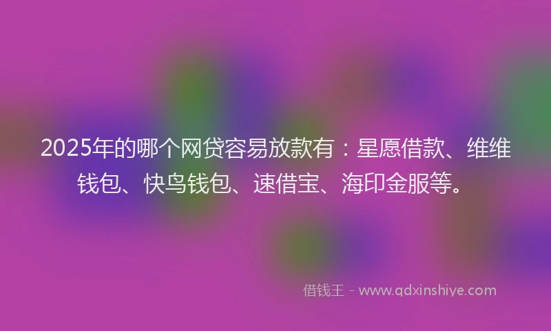 2025年的哪个网贷容易放款有：星愿借款、维维钱包、快鸟钱包、速借宝、海印金服等。