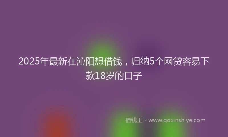 2025年最新在沁阳想借钱，归纳5个网贷容易下款18岁的口子