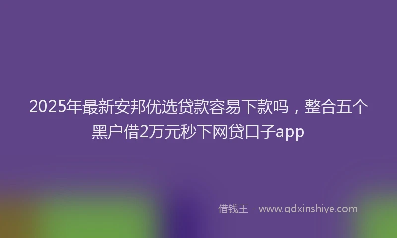 2025年最新安邦优选贷款容易下款吗，整合五个黑户借2万元秒下网贷口子app