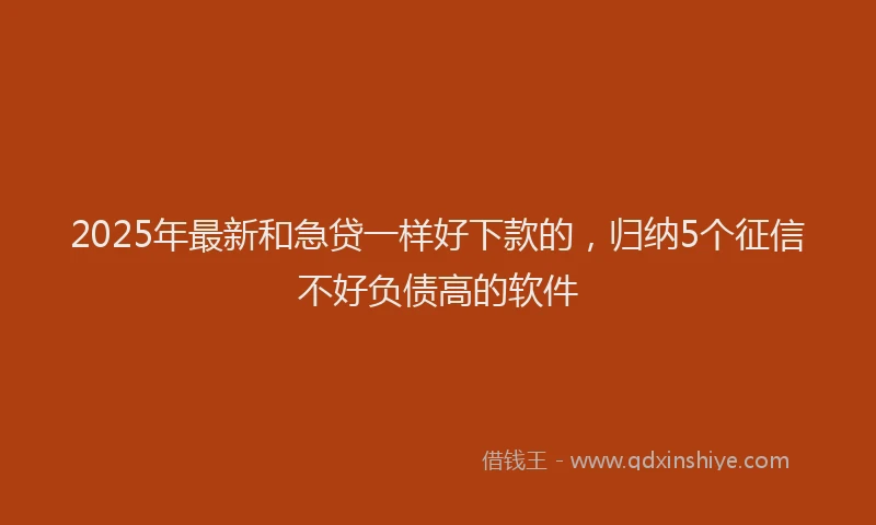 2025年最新和急贷一样好下款的，归纳5个征信不好负债高的软件