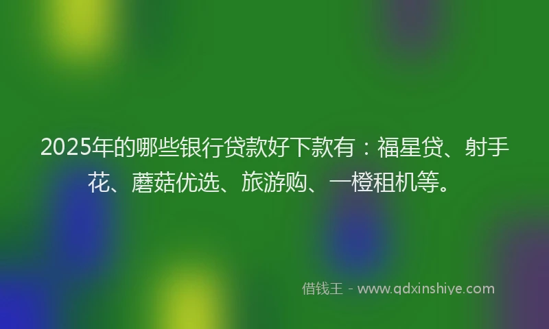 2025年的哪些银行贷款好下款有：福星贷、射手花、蘑菇优选、旅游购、一橙租机等。