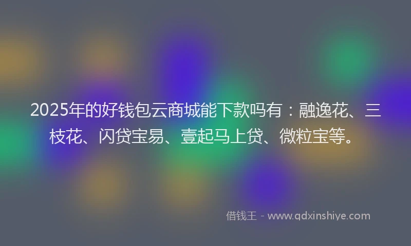 2025年的好钱包云商城能下款吗有：融逸花、三枝花、闪贷宝易、壹起马上贷、微粒宝等。