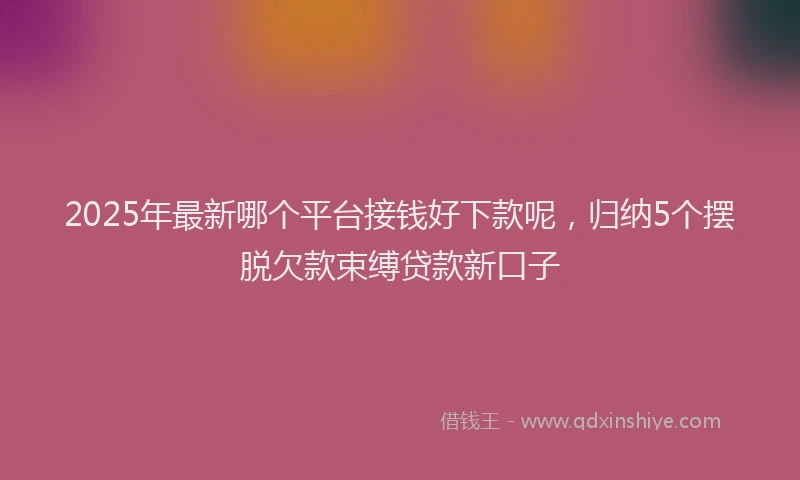 2025年最新哪个平台接钱好下款呢，归纳5个摆脱欠款束缚贷款新口子
