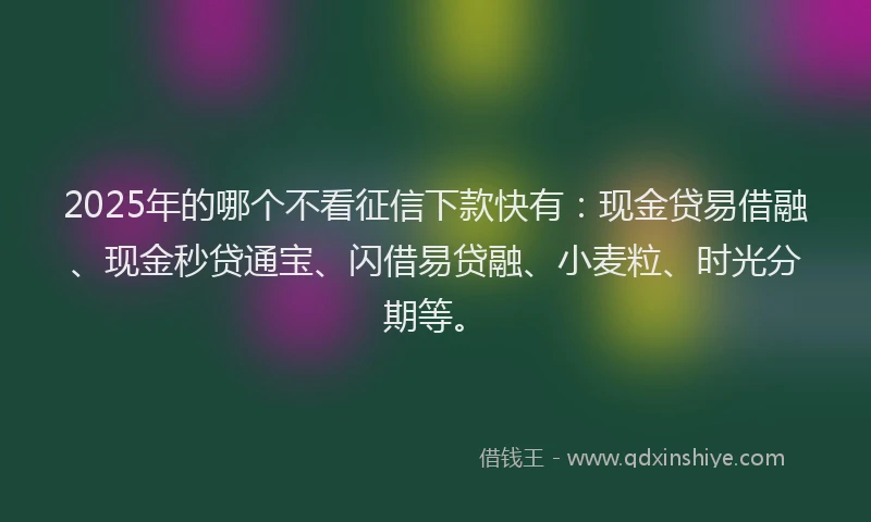 2025年的哪个不看征信下款快有：现金贷易借融、现金秒贷通宝、闪借易贷融、小麦粒、时光分期等。