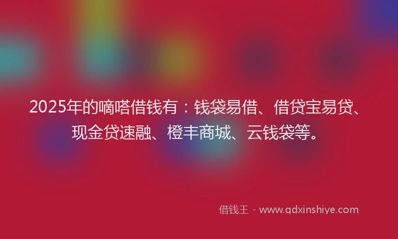 2025年的嘀嗒借钱有：钱袋易借、借贷宝易贷、现金贷速融、橙丰商城、云钱袋等。