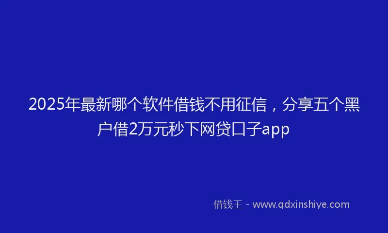 2025年最新哪个软件借钱不用征信，分享五个黑户借2万元秒下网贷口子app