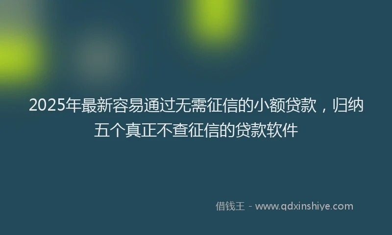 2025年最新容易通过无需征信的小额贷款，归纳五个真正不查征信的贷款软件