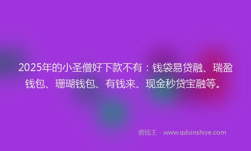2025年的小圣僧好下款不有：钱袋易贷融、瑞盈钱包、珊瑚钱包、有钱来、现金秒贷宝融等。