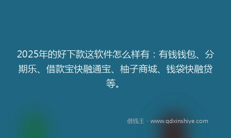 2025年的好下款这软件怎么样有：有钱钱包、分期乐、借款宝快融通宝、柚子商城、钱袋快融贷等。