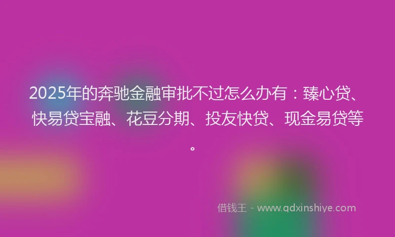 2025年的奔驰金融审批不过怎么办有：臻心贷、快易贷宝融、花豆分期、投友快贷、现金易贷等。