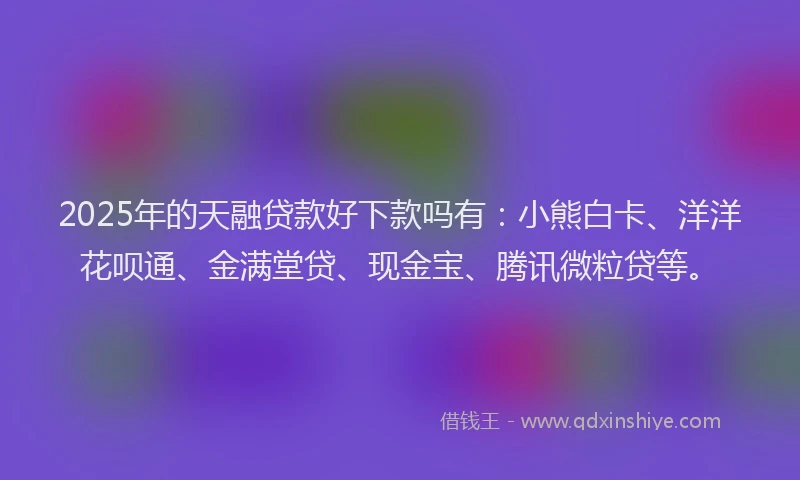 2025年的天融贷款好下款吗有：小熊白卡、洋洋花呗通、金满堂贷、现金宝、腾讯微粒贷等。