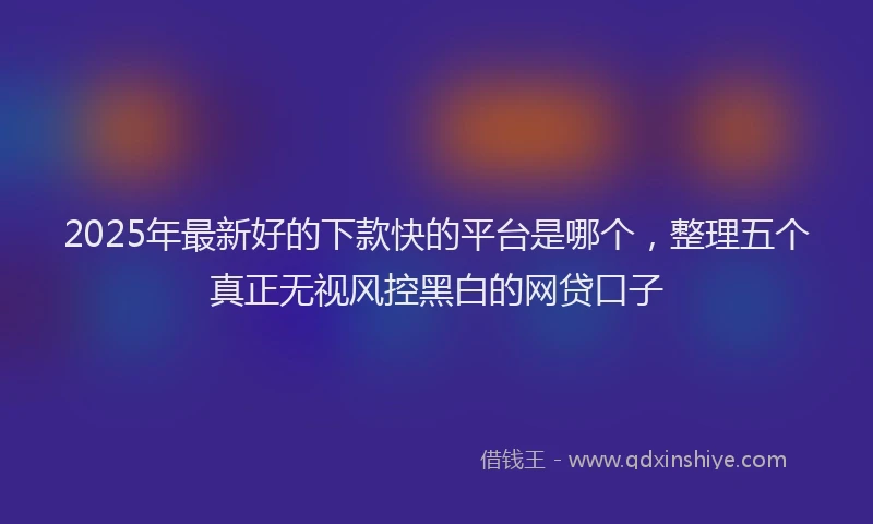 2025年最新好的下款快的平台是哪个，整理五个真正无视风控黑白的网贷口子