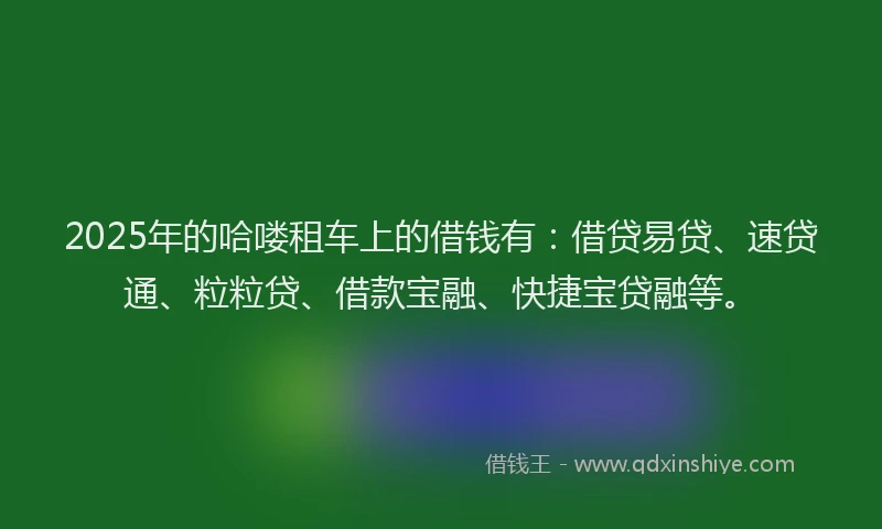 2025年的哈喽租车上的借钱有：借贷易贷、速贷通、粒粒贷、借款宝融、快捷宝贷融等。