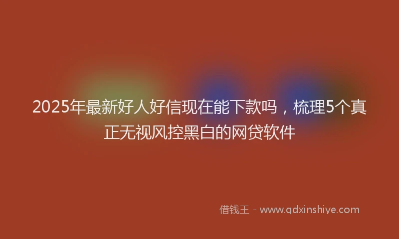 2025年最新好人好信现在能下款吗，梳理5个真正无视风控黑白的网贷软件