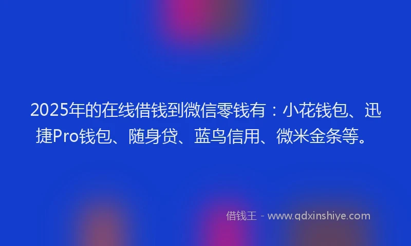 2025年的在线借钱到微信零钱有：小花钱包、迅捷Pro钱包、随身贷、蓝鸟信用、微米金条等。