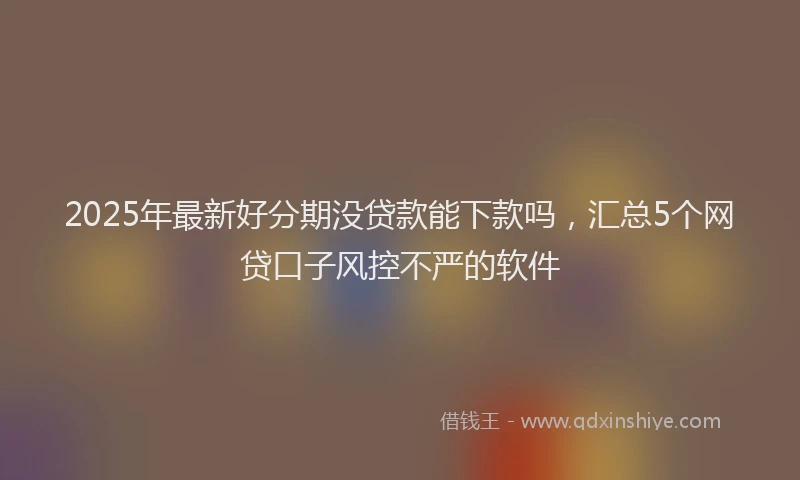 2025年最新好分期没贷款能下款吗，汇总5个网贷口子风控不严的软件