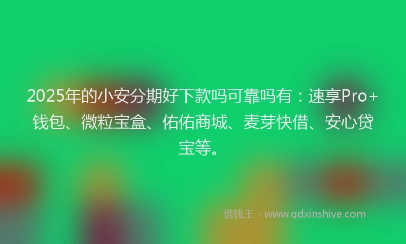 2025年的小安分期好下款吗可靠吗有：速享Pro+钱包、微粒宝盒、佑佑商城、麦芽快借、安心贷宝等。