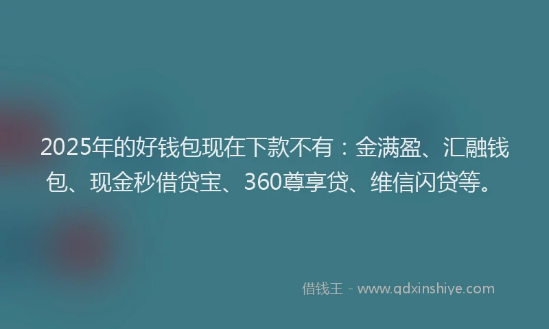 2025年的好钱包现在下款不有：金满盈、汇融钱包、现金秒借贷宝、360尊享贷、维信闪贷等。