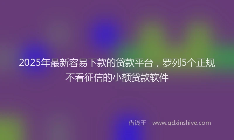 2025年最新容易下款的贷款平台，罗列5个正规不看征信的小额贷款软件