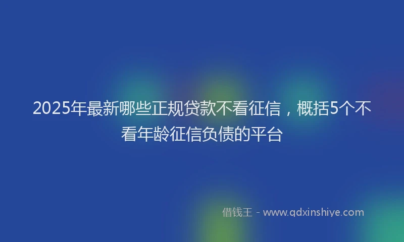 2025年最新哪些正规贷款不看征信，概括5个不看年龄征信负债的平台