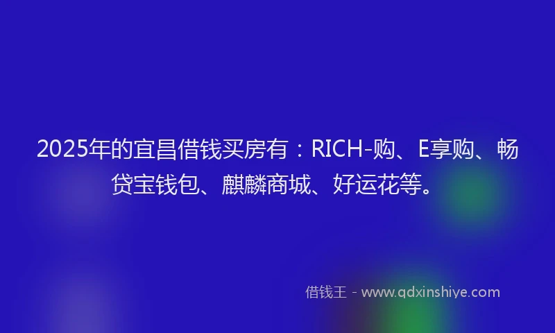 2025年的宜昌借钱买房有：RICH-购、E享购、畅贷宝钱包、麒麟商城、好运花等。