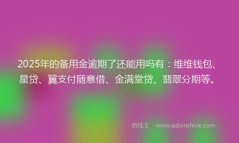 2025年的备用金逾期了还能用吗有：维维钱包、星贷、翼支付随意借、金满堂贷、翡翠分期等。