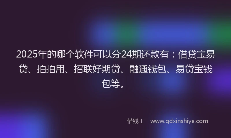 2025年的哪个软件可以分24期还款有：借贷宝易贷、拍拍用、招联好期贷、融通钱包、易贷宝钱包等。