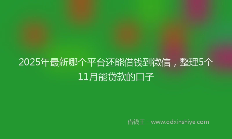 2025年最新哪个平台还能借钱到微信，整理5个11月能贷款的口子