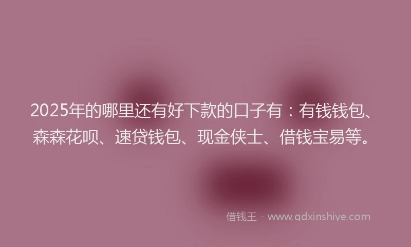 2025年的哪里还有好下款的口子有：有钱钱包、森森花呗、速贷钱包、现金侠士、借钱宝易等。