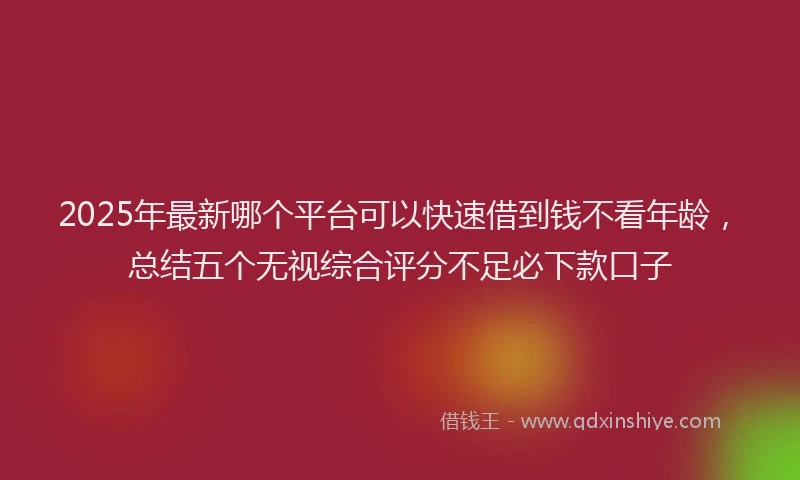 2025年最新哪个平台可以快速借到钱不看年龄，总结五个无视综合评分不足必下款口子