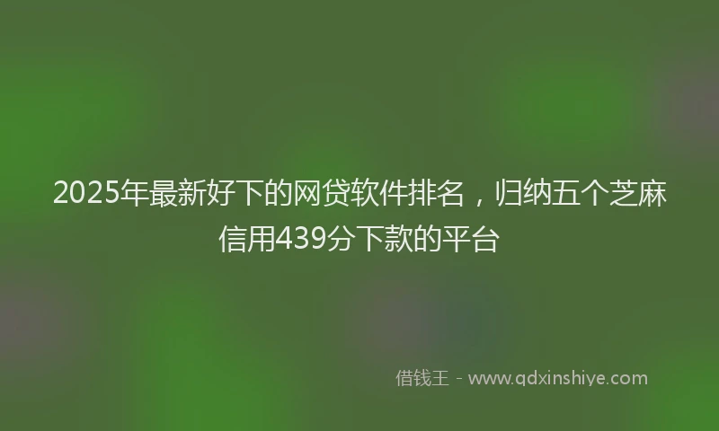 2025年最新好下的网贷软件排名，归纳五个芝麻信用439分下款的平台