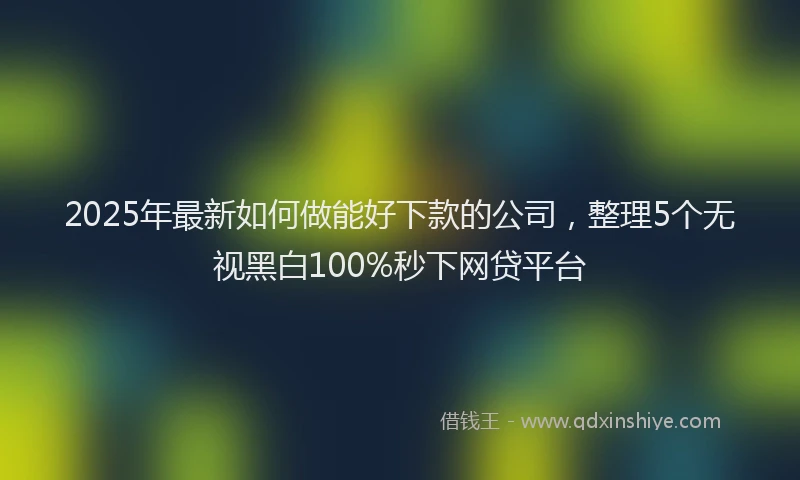 2025年最新如何做能好下款的公司，整理5个无视黑白100%秒下网贷平台