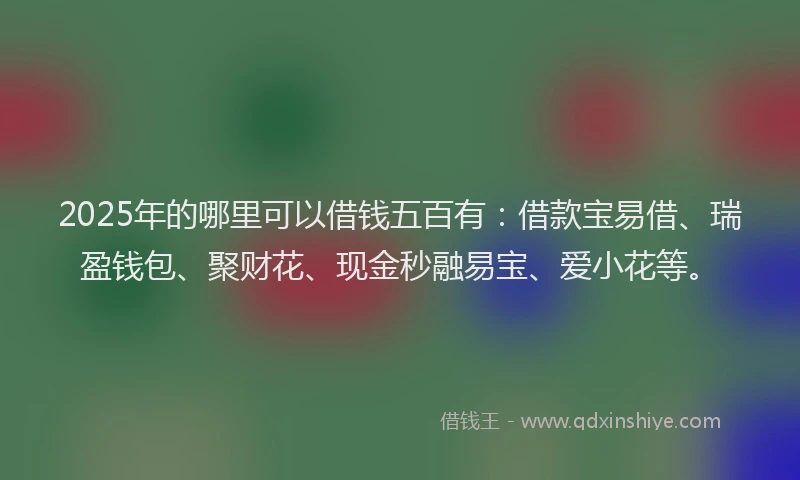 2025年的哪里可以借钱五百有：借款宝易借、瑞盈钱包、聚财花、现金秒融易宝、爱小花等。