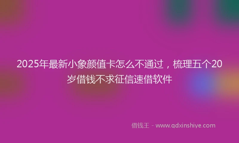 2025年最新小象颜值卡怎么不通过，梳理五个20岁借钱不求征信速借软件