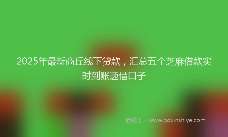 2025年最新商丘线下贷款，汇总五个芝麻借款实时到账速借口子