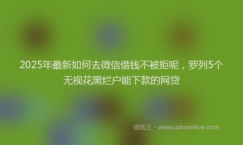 2025年最新如何去微信借钱不被拒呢，罗列5个无视花黑烂户能下款的网贷