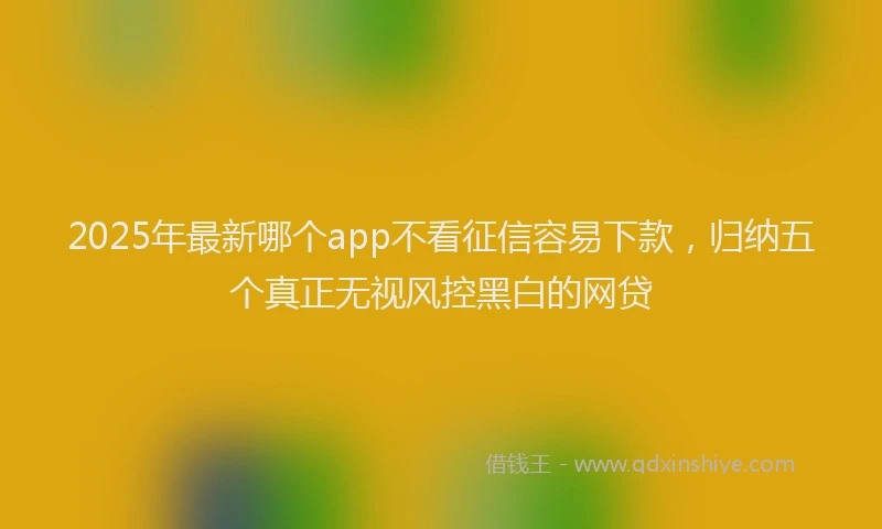 2025年最新哪个app不看征信容易下款，归纳五个真正无视风控黑白的网贷