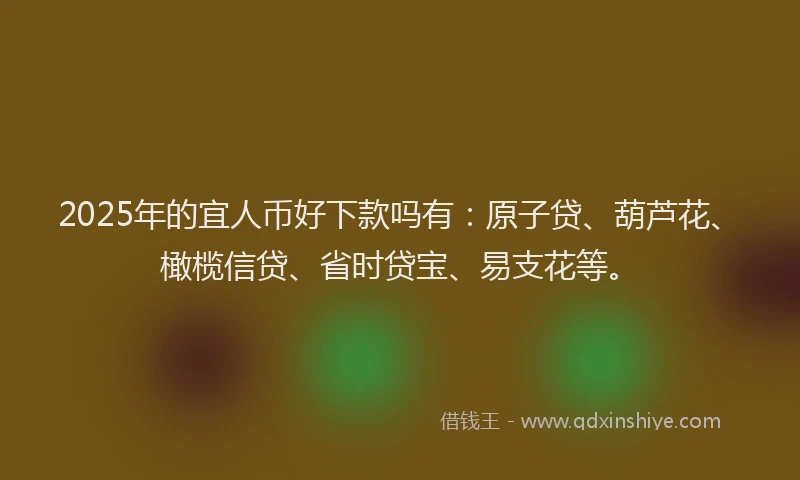 2025年的宜人币好下款吗有：原子贷、葫芦花、橄榄信贷、省时贷宝、易支花等。