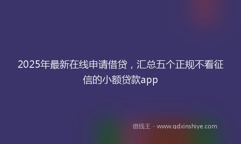 2025年最新在线申请借贷，汇总五个正规不看征信的小额贷款app