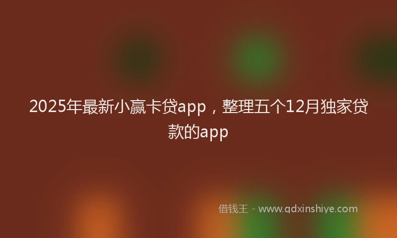 2025年最新小赢卡贷app，整理五个12月独家贷款的app