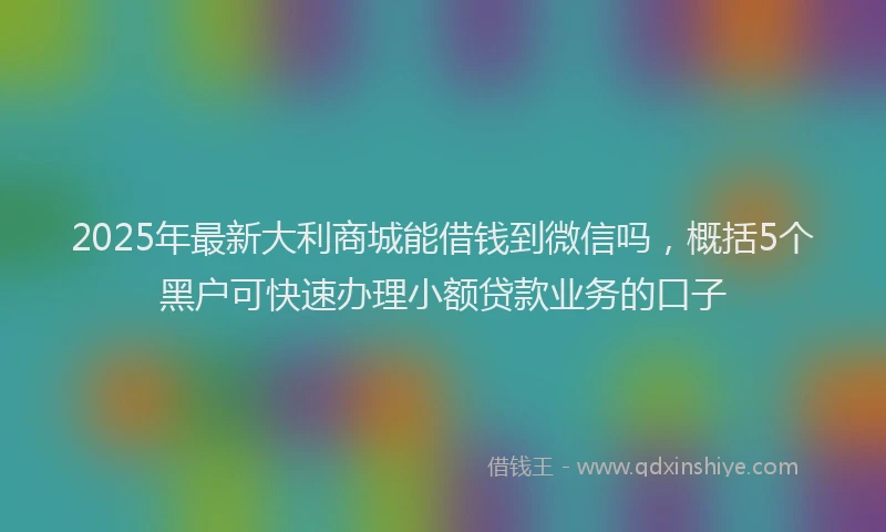 2025年最新大利商城能借钱到微信吗，概括5个黑户可快速办理小额贷款业务的口子